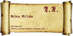 Nika Milda névjegykártya